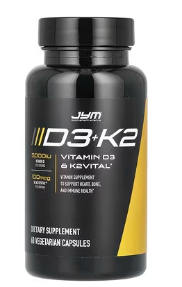 JYM Supplement Science, Vitaminas D3 y K2, 60 cápsulas vegetales